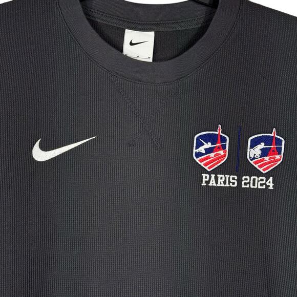 Nike Mens Medium Thermal Shirt Paris 2024 Olympics Waffle Knit Long Sleeve Gray - Picture 2 of 5